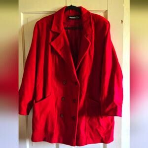 Vintage Herman Kay red wool blend coat, size 18